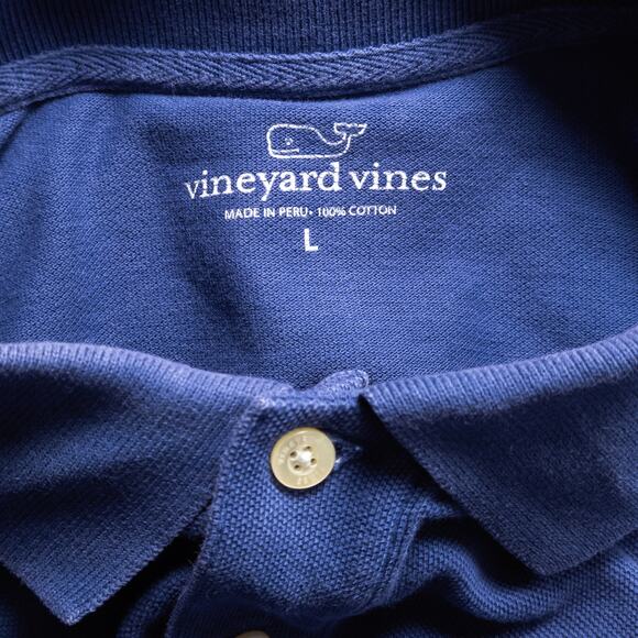 Vineyard Vines Men’s Polo Shirt Navy Whale Logo Golf Coastal Preppy Size Large - Picture 8 of 8